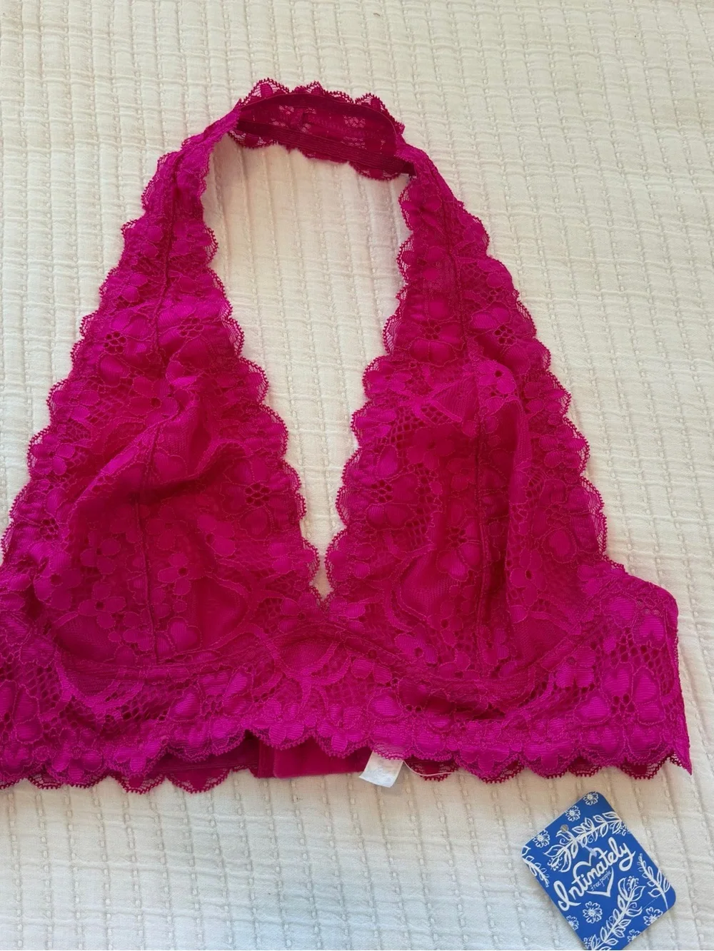 Free People Fuchsia Lace Halter Bralette